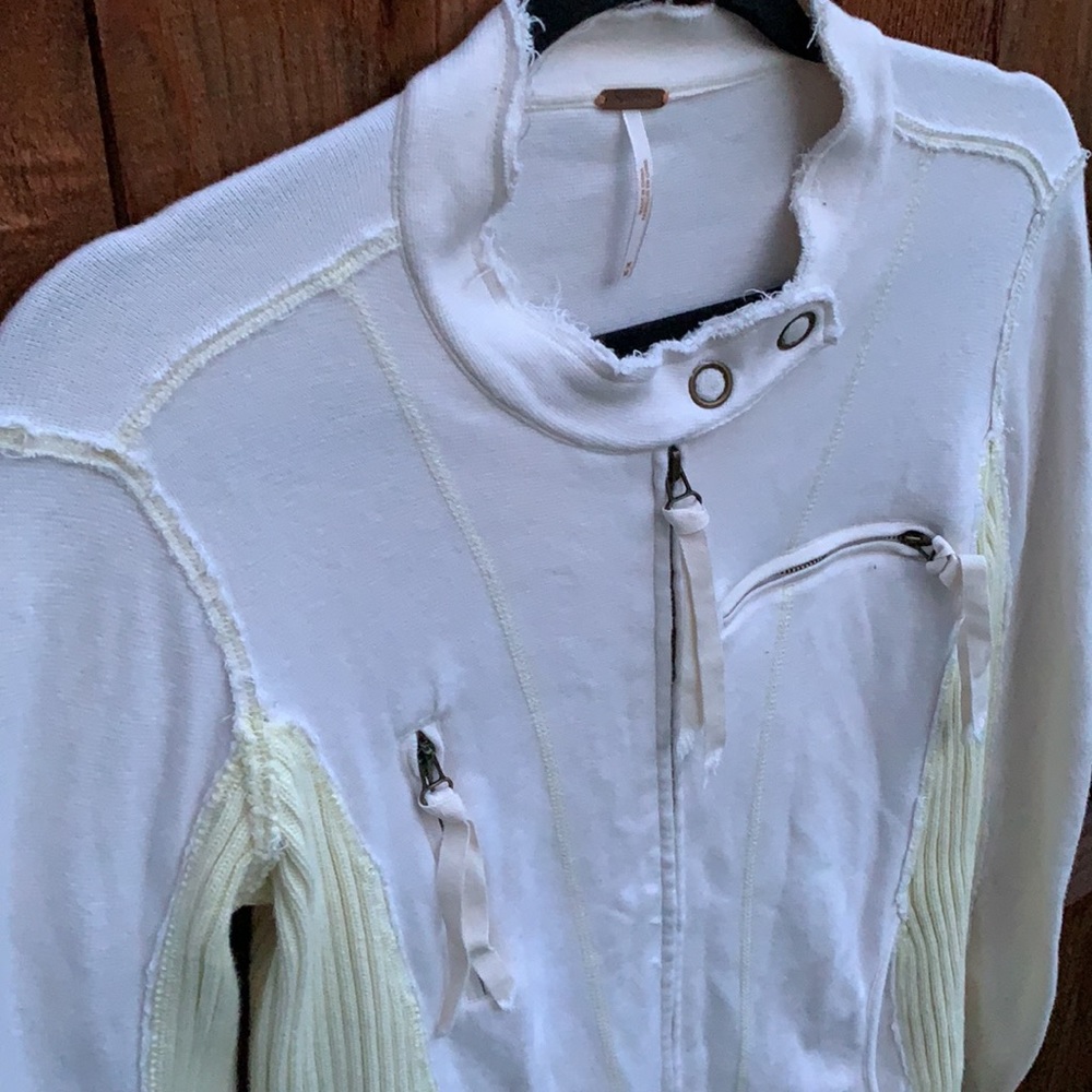 Free People Zip up Jacket szM white and yellow asymmetric - Picture 4 of 9